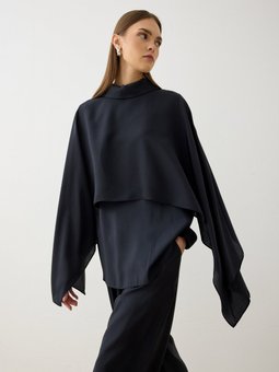 Modal Kumaşlı Asimetrik Kesim Tunik & Pantolon Exclusive Takım Siyah