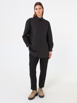 Poplin Kumaşlı Basic Bluz / Siyah Gömlek