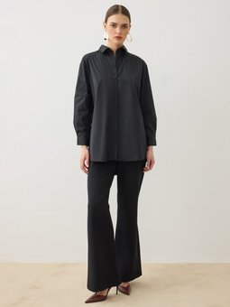 Poplin Kumaşlı Basic Bluz / Siyah Gömlek