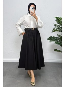 Cepli Poplin Siyah Etek