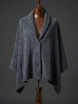 Çıtçıtlı Premium Omuz Şalı Füme Panço