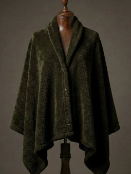 Çıtçıtlı Premium Omuz Şalı Haki Panço