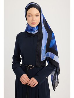 Göksel Gelgit Lacivert Aurora Desenli Janjan 70x190 Cm Şal