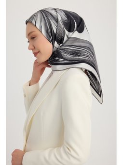 İpek Twill Eşarp Altın Zambak Siyah