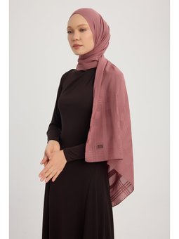 Jakarlı Ekose Şifon Pudra Şal 70x180cm