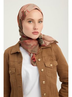 Mercan Bahçesi Bordo Efilia Desenli 90x90 Cm Eşarp