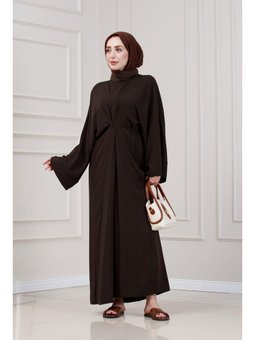 Bağlamalı Maria Kahverengi Elbise