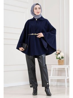 Beli Kemerli Kaşe Lacivert Panço