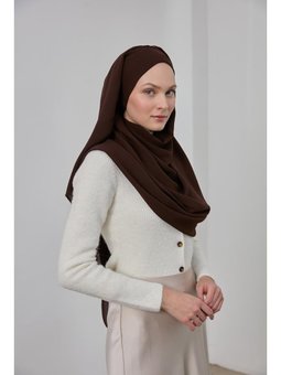 Konforlu Jazz Şal Kahverengi Düz Renk