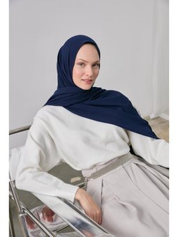 Konforlu Jazz Şal Lacivert Düz Renk