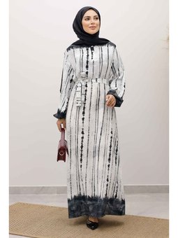 Batik Desenli Viskon Siyah Elbise