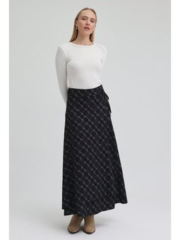 Ekoseli Kapaklı Siyah Etek