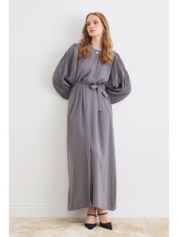 Gri Kolları Piliseli Abaya