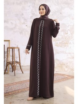 Kahve Lara Büyük Beden Abiye Elbise