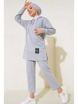 What Ever Armalı Kapüşonlu İkili Gri Takım