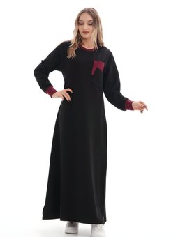 Bordo Spor İkiiplik Cep Detaylı Elbise