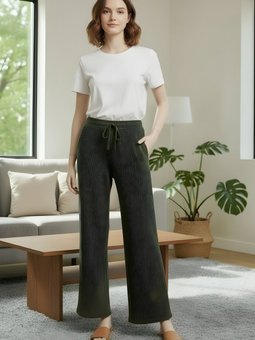 Haki Yazlık Eşofman Altı Model Örme Cepli Pantolon