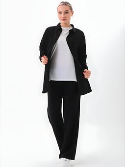 Siyah Üçlü Gömlek Pantolon T Shirt Takım