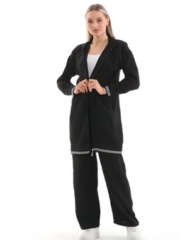 Siyah Yazlık Sweat Pantolon Alt Üst İkili Takım