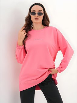 Somon Uzun Kol Bisiklet Yaka Be Yourself Baskılı Sweatshirt Tunik