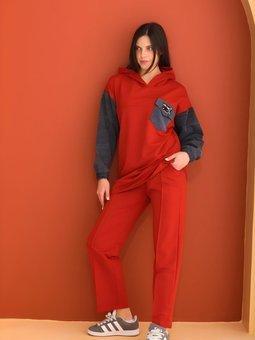 Taba Spor İkili Kolları Kot Detaylı Takım