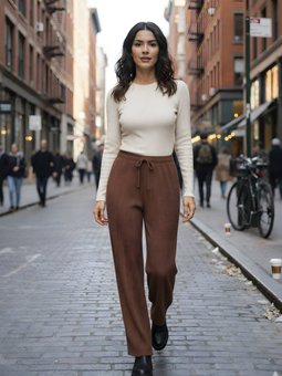 Taba Yazlık Örme Eşofman Altı Model Cepsiz Pantolon