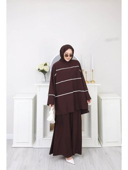 Cızgılı Sendi Takım Kahverengi