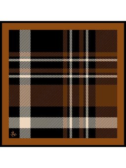 Ekose Desen Black Seri Twill Askısı İle Birlikte 90x90 Cm Taba Eşarp Siyah