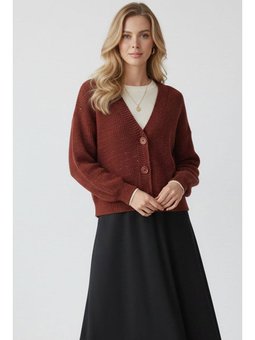 Crop Triko Bordo Hırka