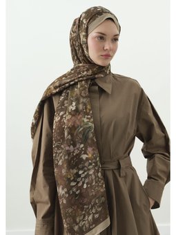 Dark Beauty Desenli Pamuk Viskon Sütlü Kahve Şal