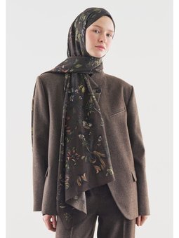 Gısele Desenli Pamuk Viskon Acı Kahve Şal