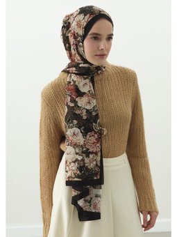 Judıth Desenli Pamuk Viskon Siyah Şal
