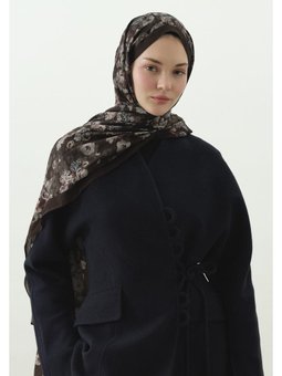 Secret Pearl Desenli Pamuk Viskon Şal Tozlu Kahve