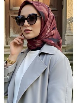 Bordo İpekhan Soft Dijital Pamuklu Eşarp