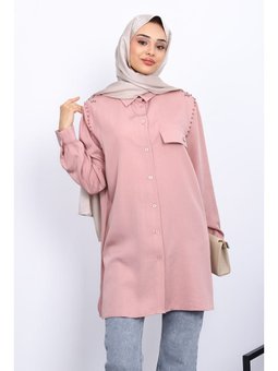 Pudra Omuzları İncili Tunik