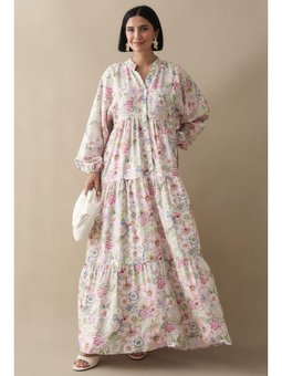 Nergis Çiçeği Pudra Mango Elbise