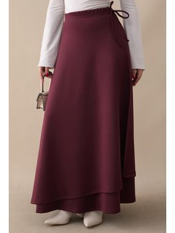 Yandan Bağlamalı Bordo Scuba Etek