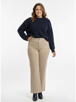 Büyük Beden İspanyol Paça Esnek Kot Pantolon Bej