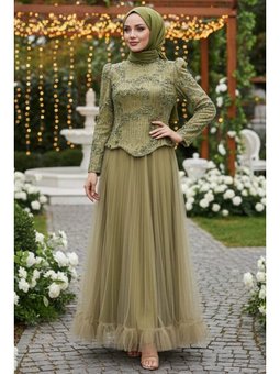 Boncuk İşlemeli Haki 55041hk