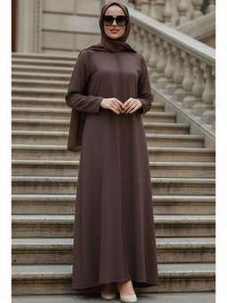 Fermuarlı Kahverengi Ferace 45312kh