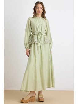 Güpür Detaylı Gömlek Etek Exclusive Tk Takım Çağla