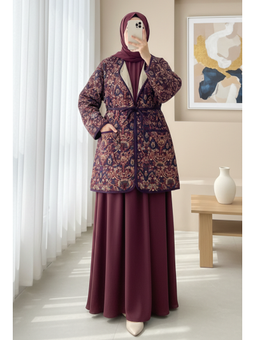 Çift Cepli Çıtçıt Düğmeli Astarlı Kapitone Mor Ceket