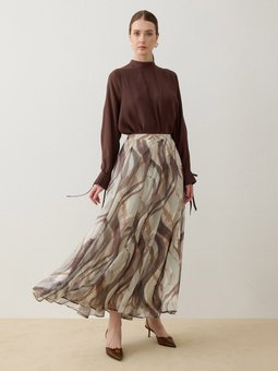 Fırça Boya Desenli Etek