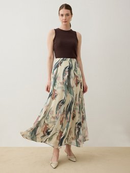 Yesil Yaprak Desenli Etek