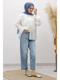 Mom Jean Açık Mavi Pantolon