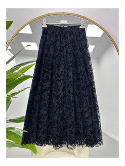 Astarlı Tül Dantel Siyah Etek