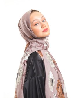 Çiçekli Desen Pavia Seri Askısı İle Birlikte 90x200 Cm Vizon Bej Şal