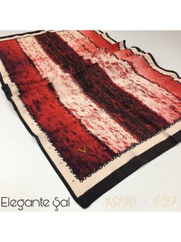 Çizgili Desen Elegante Seri Viscon Askısı İle Birlikte 75x200 Cm Kırmızı Pudra Şal