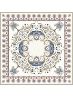 Desenli İtalyan Şifon Askısı İle Birlikte 110x110 Cm Mavi Eşarp