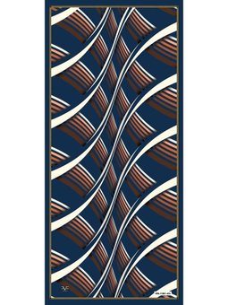 Geometrik Desen Lino Seri Askısı İle Birlikte 90x200 Cm Lacivert Şal